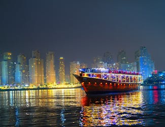 Dubai Marina royal dinner dhow cruise with optional transfer